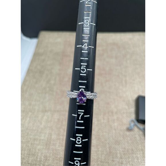 New Avon Purple Peace Sterling Silver CZ Ring Size 6  Collectors or Gift Idea - Picture 10 of 14